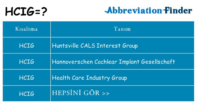hcig ne anlama geliyor