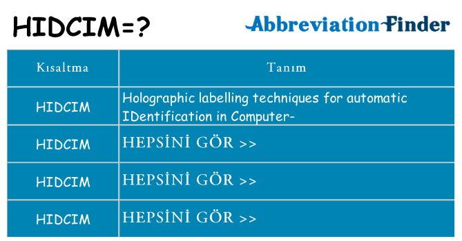 hidcim ne anlama geliyor