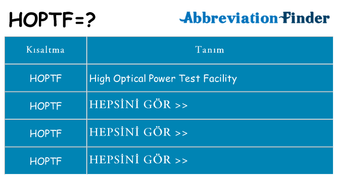 hoptf ne anlama geliyor
