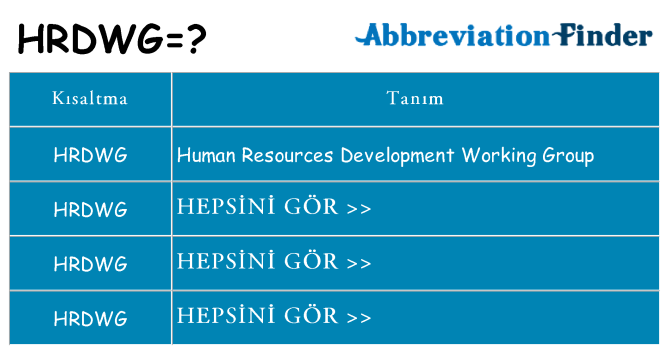 hrdwg ne anlama geliyor