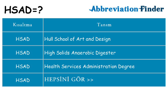 hsad ne anlama geliyor