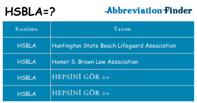 hsbla ne anlama geliyor