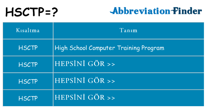 hsctp ne anlama geliyor