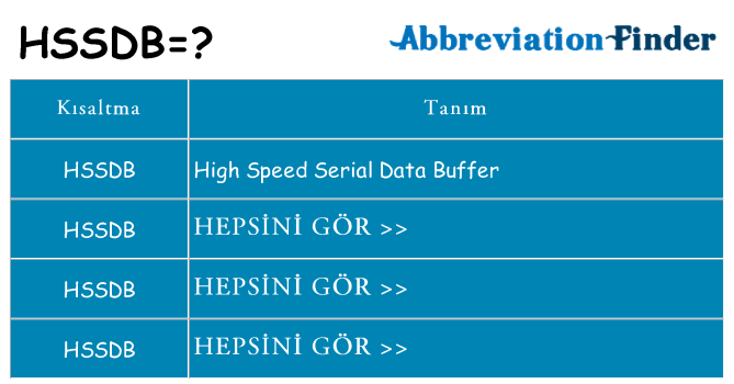 hssdb ne anlama geliyor