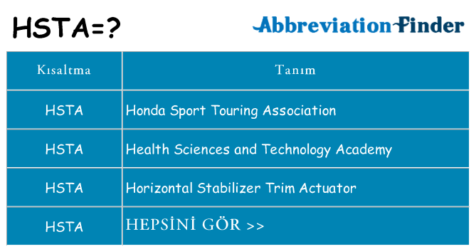 hsta ne anlama geliyor