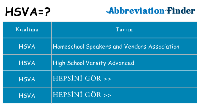 hsva ne anlama geliyor