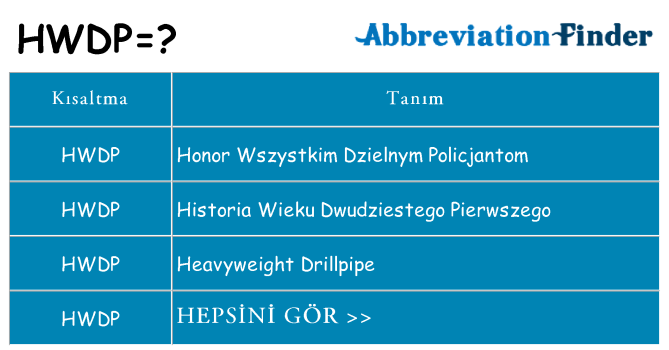 hwdp ne anlama geliyor
