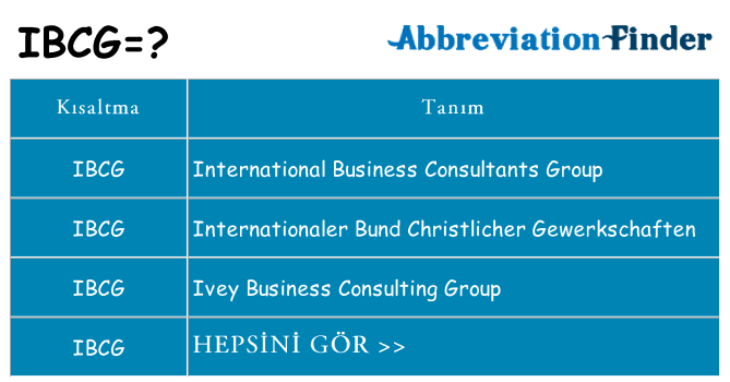 ibcg ne anlama geliyor
