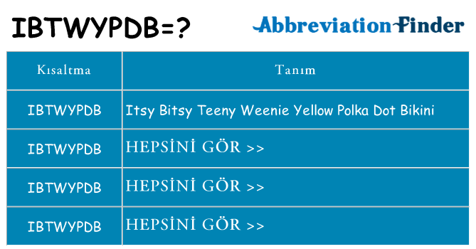 ibtwypdb ne anlama geliyor