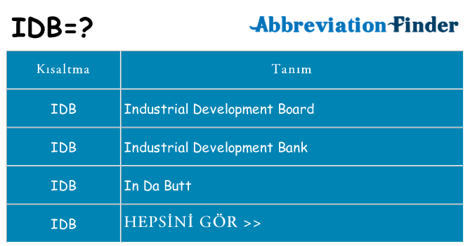 idb ne anlama geliyor