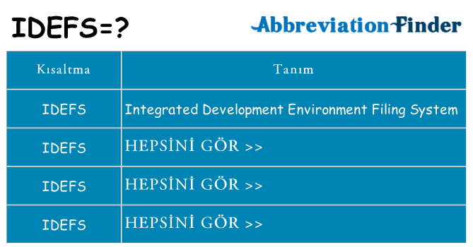 idefs ne anlama geliyor