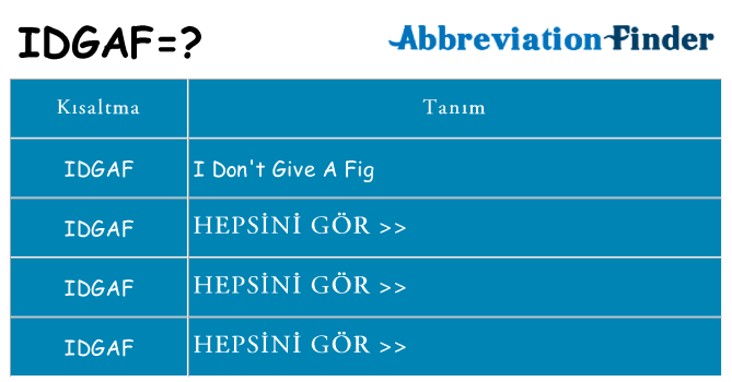 idgaf ne anlama geliyor