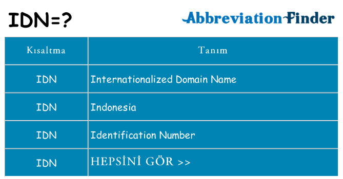 idn ne anlama geliyor