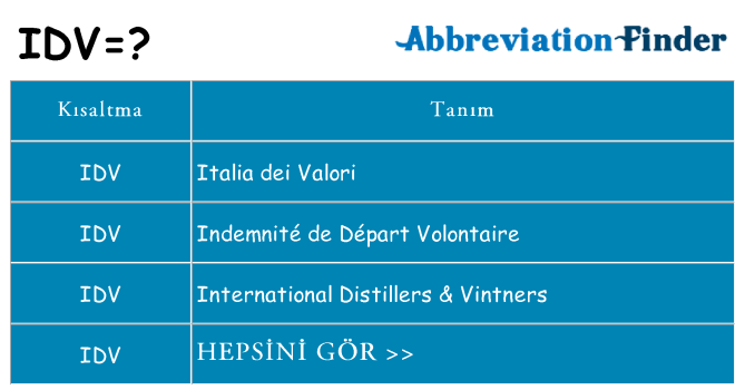 idv ne anlama geliyor