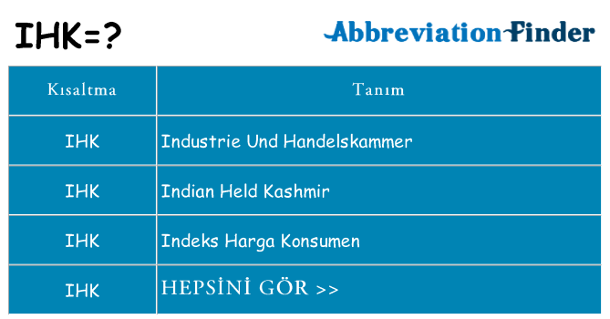 ihk ne anlama geliyor