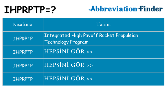 ihprptp ne anlama geliyor