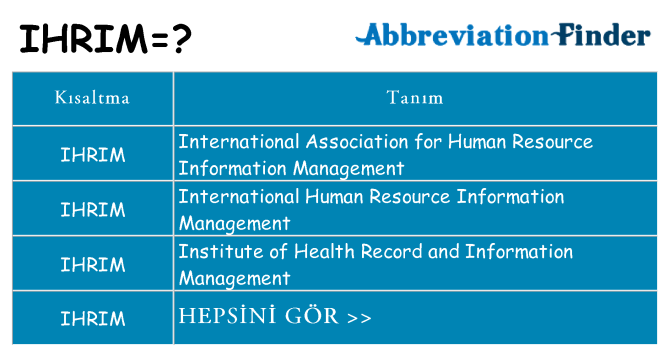 ihrim ne anlama geliyor