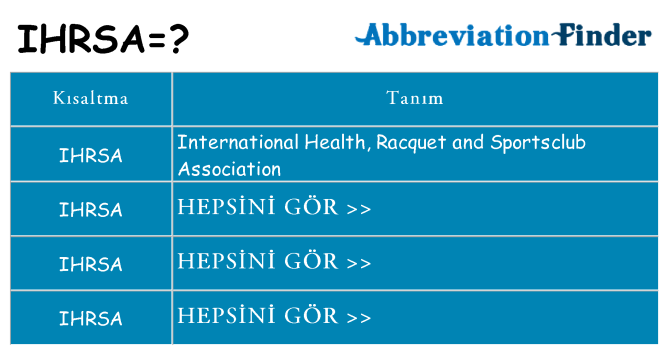 ihrsa ne anlama geliyor