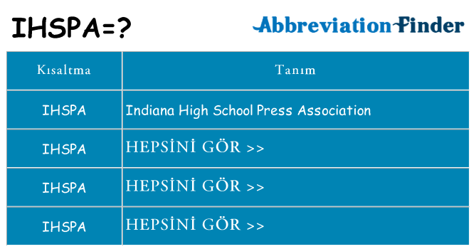 ihspa ne anlama geliyor