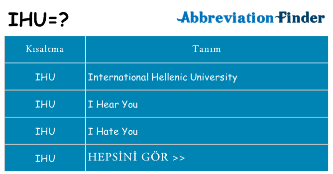 ihu ne anlama geliyor