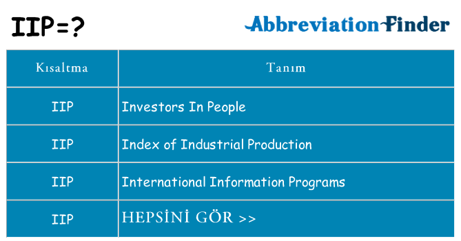 iip ne anlama geliyor
