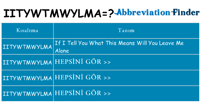iitywtmwylma ne anlama geliyor