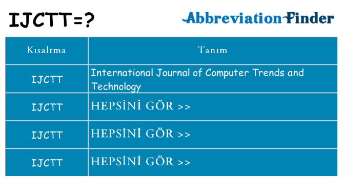 ijctt ne anlama geliyor