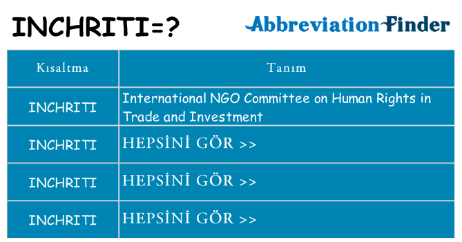 inchriti ne anlama geliyor