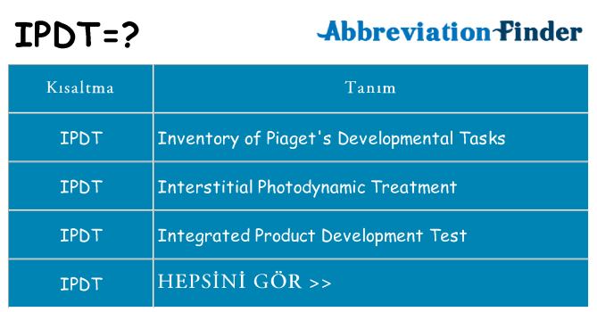 ipdt ne anlama geliyor