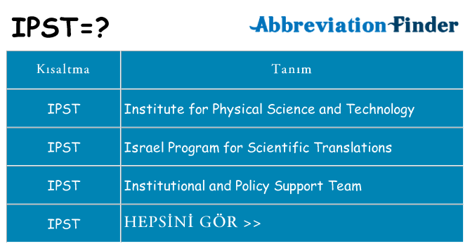 ipst ne anlama geliyor