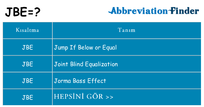 jbe ne anlama geliyor