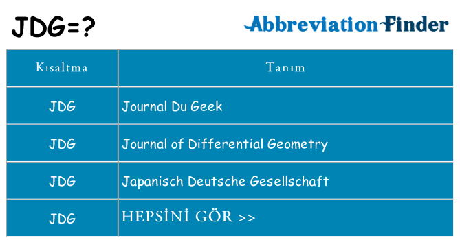 jdg ne anlama geliyor