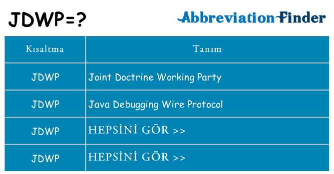jdwp ne anlama geliyor