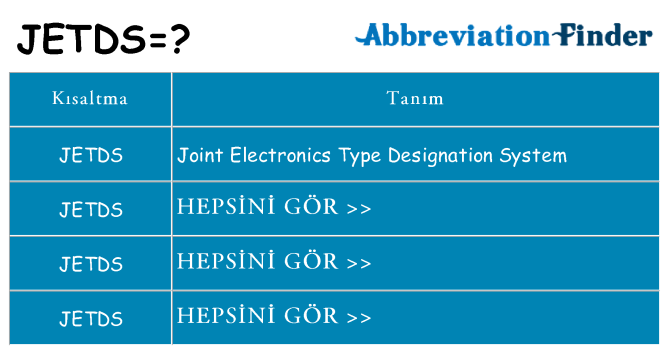 jetds ne anlama geliyor
