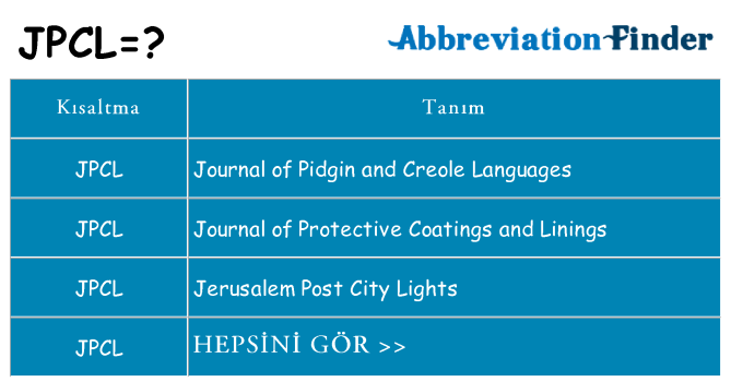 jpcl ne anlama geliyor