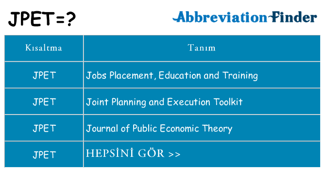jpet ne anlama geliyor