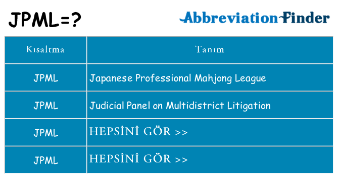 jpml ne anlama geliyor