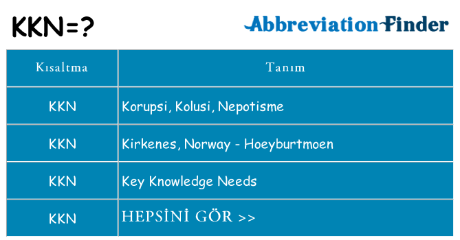 kkn ne anlama geliyor