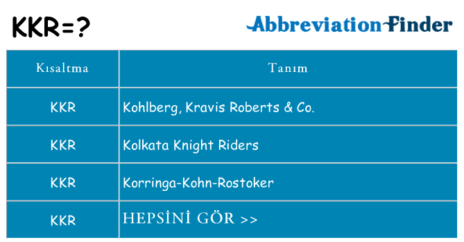 kkr ne anlama geliyor