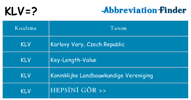 klv ne anlama geliyor