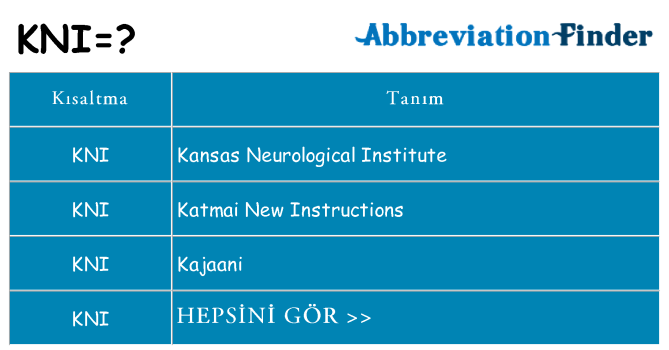 kni ne anlama geliyor