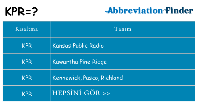 kpr ne anlama geliyor