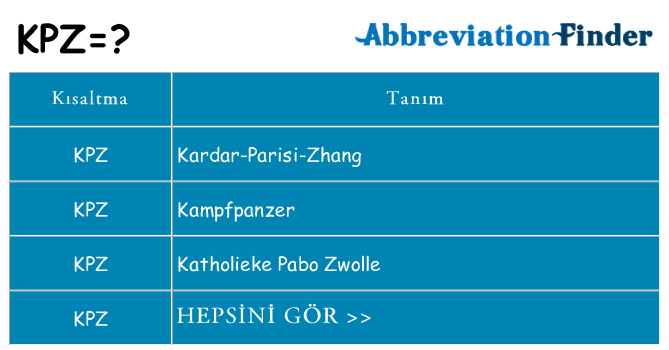 kpz ne anlama geliyor