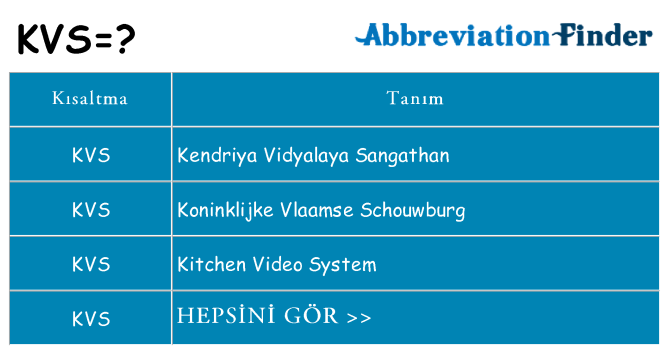 kvs ne anlama geliyor