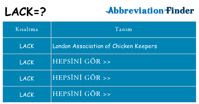 lack ne anlama geliyor
