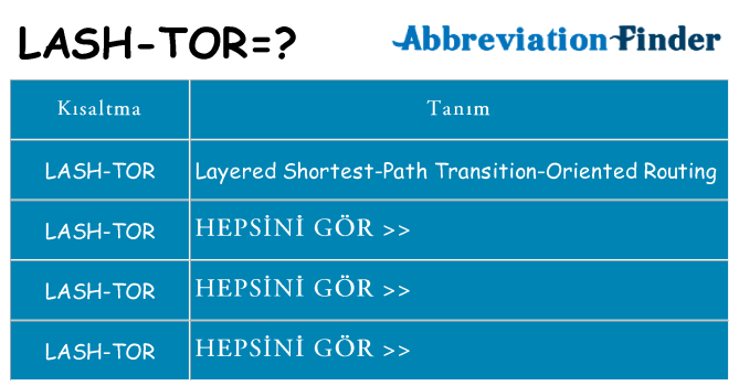 lash-tor ne anlama geliyor