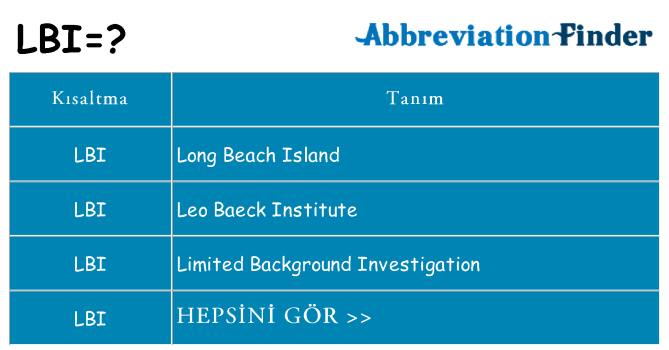 lbi ne anlama geliyor
