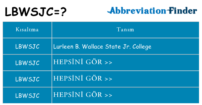 lbwsjc ne anlama geliyor