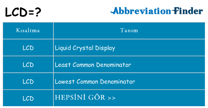 lcd ne anlama geliyor