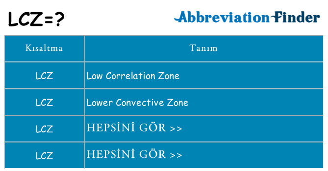 lcz ne anlama geliyor